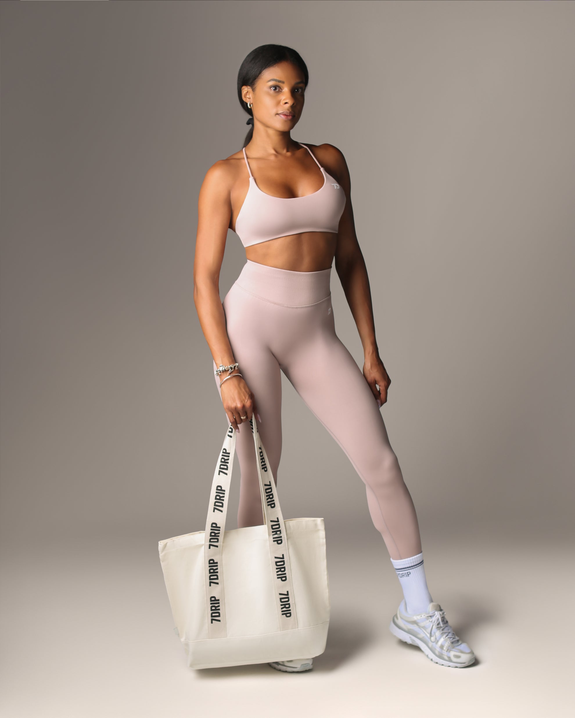 Branded Strap Tote Bag - Cream