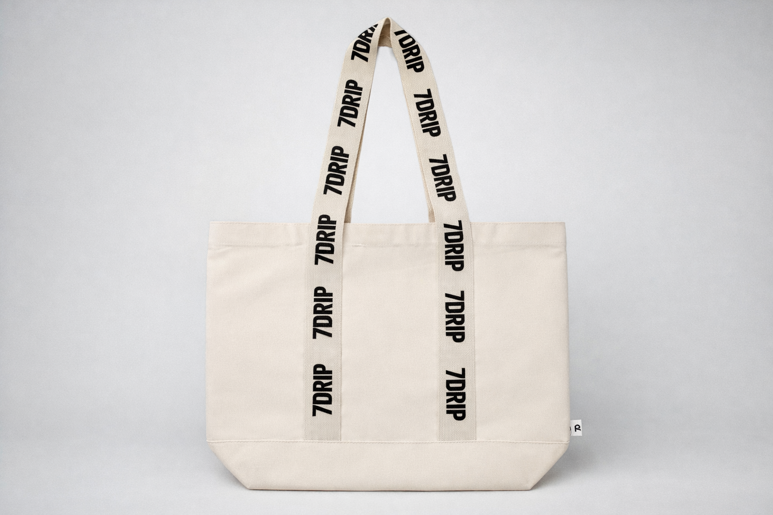 Branded Strap Tote Bag - Cream