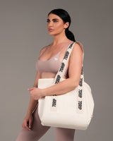 Branded Strap Tote Bag - Cream