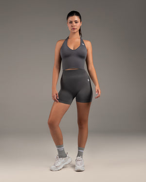 Empower Smoke Grey Crop Top & Shorts Set