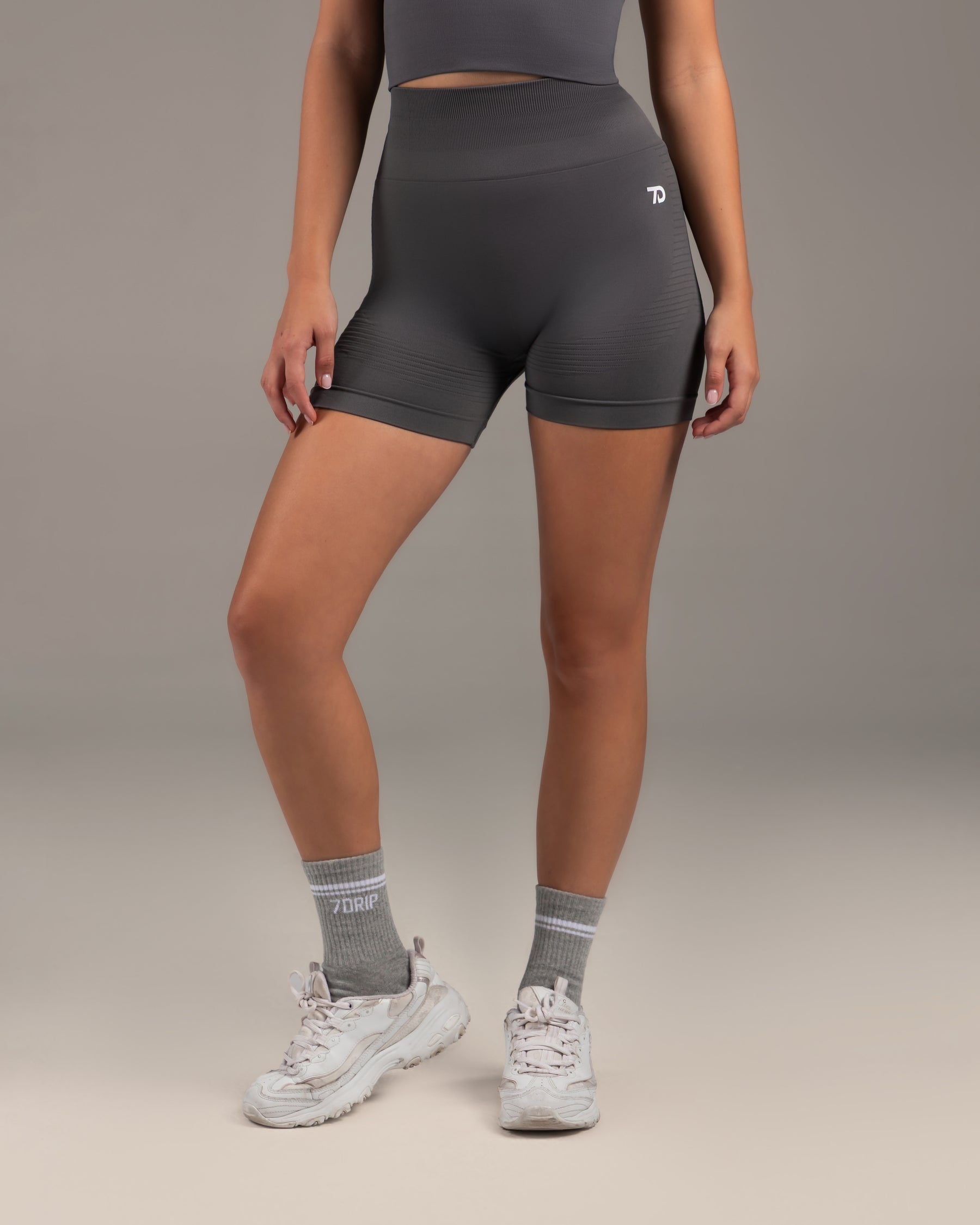 Empower Smoke Grey Crop Top & Shorts Set