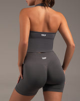 Empower Halterneck Crop Top Smoke Grey