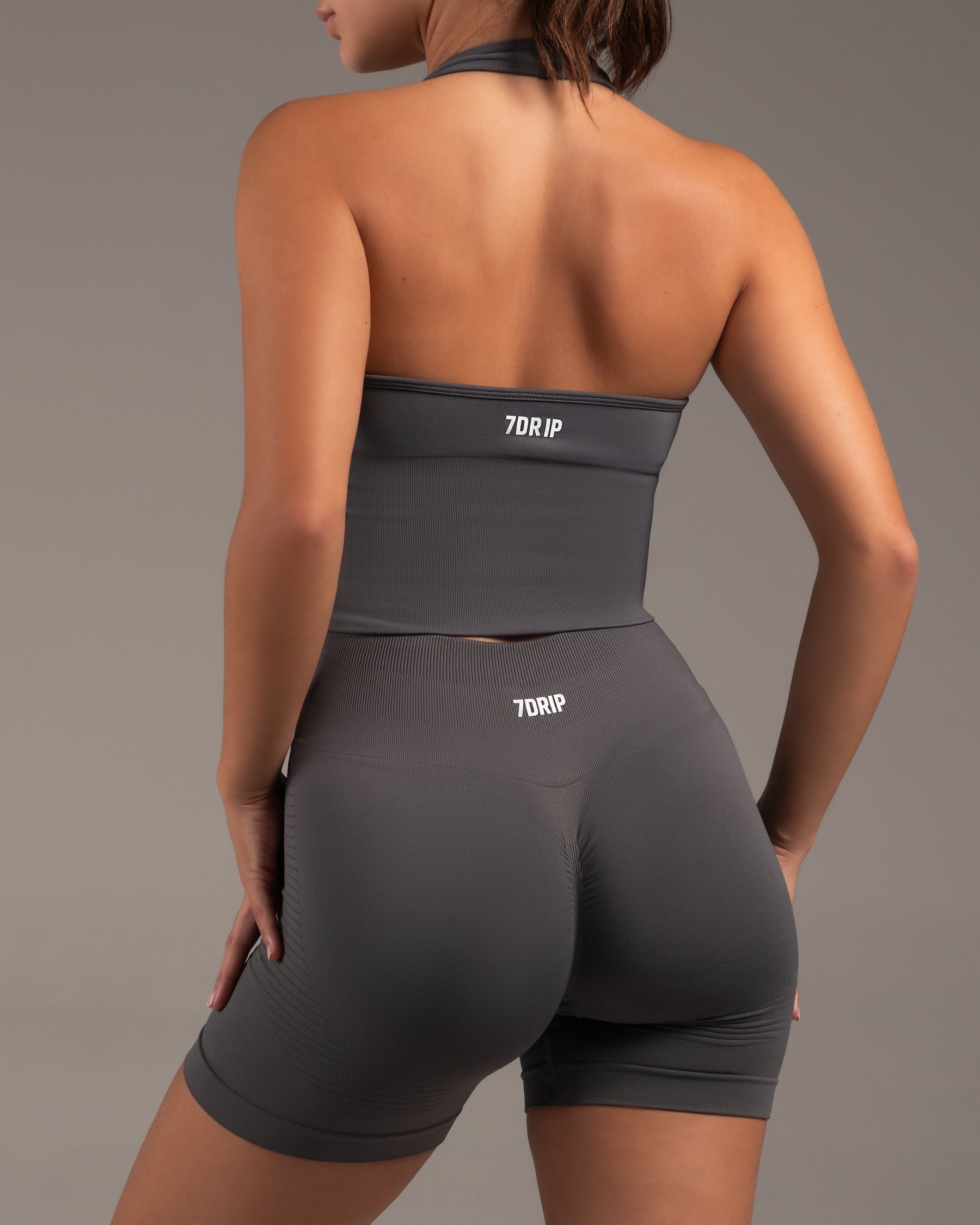 Empower Smoke Grey Crop Top & Shorts Set