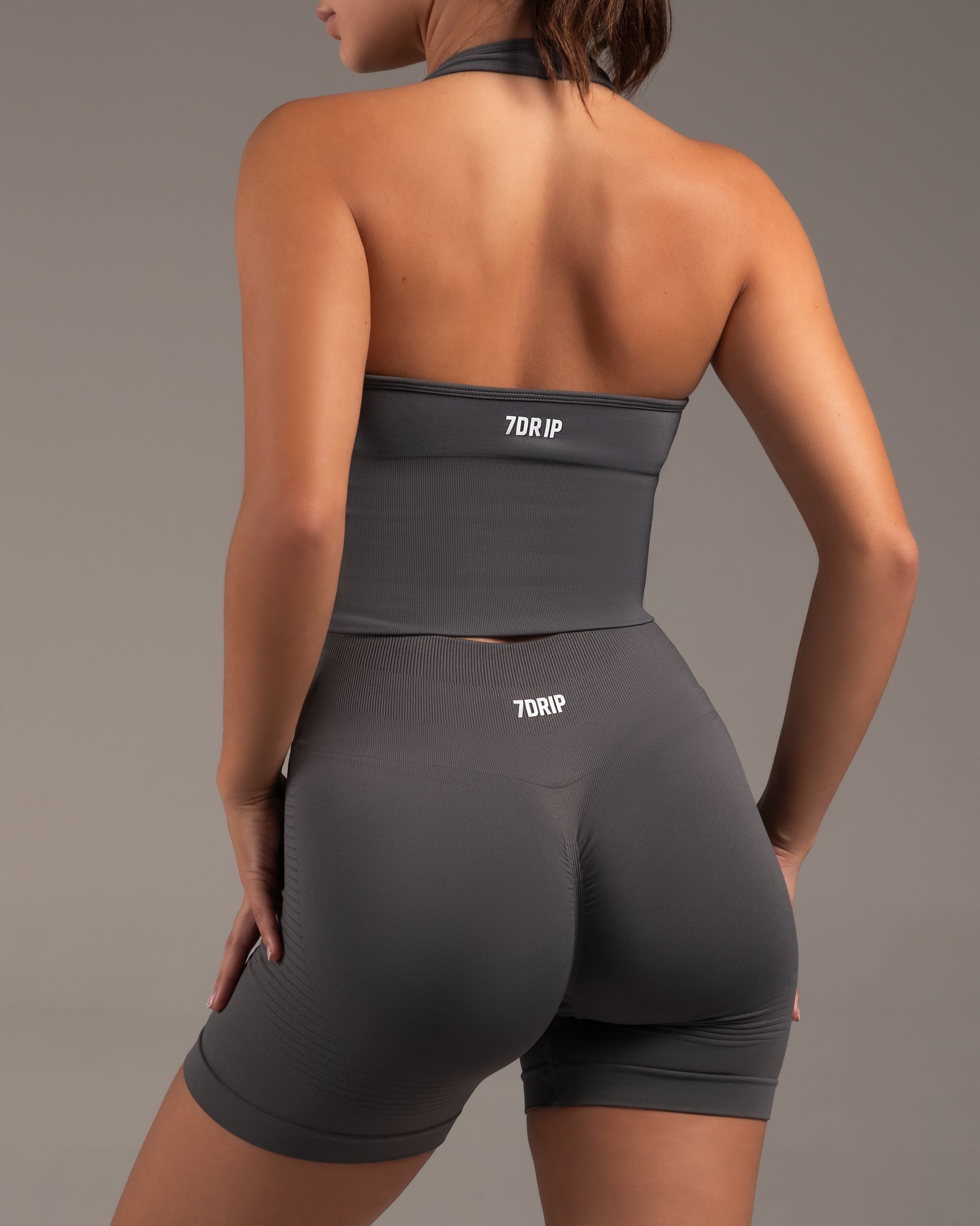 Empower Smoke Grey Crop Top & Shorts Set