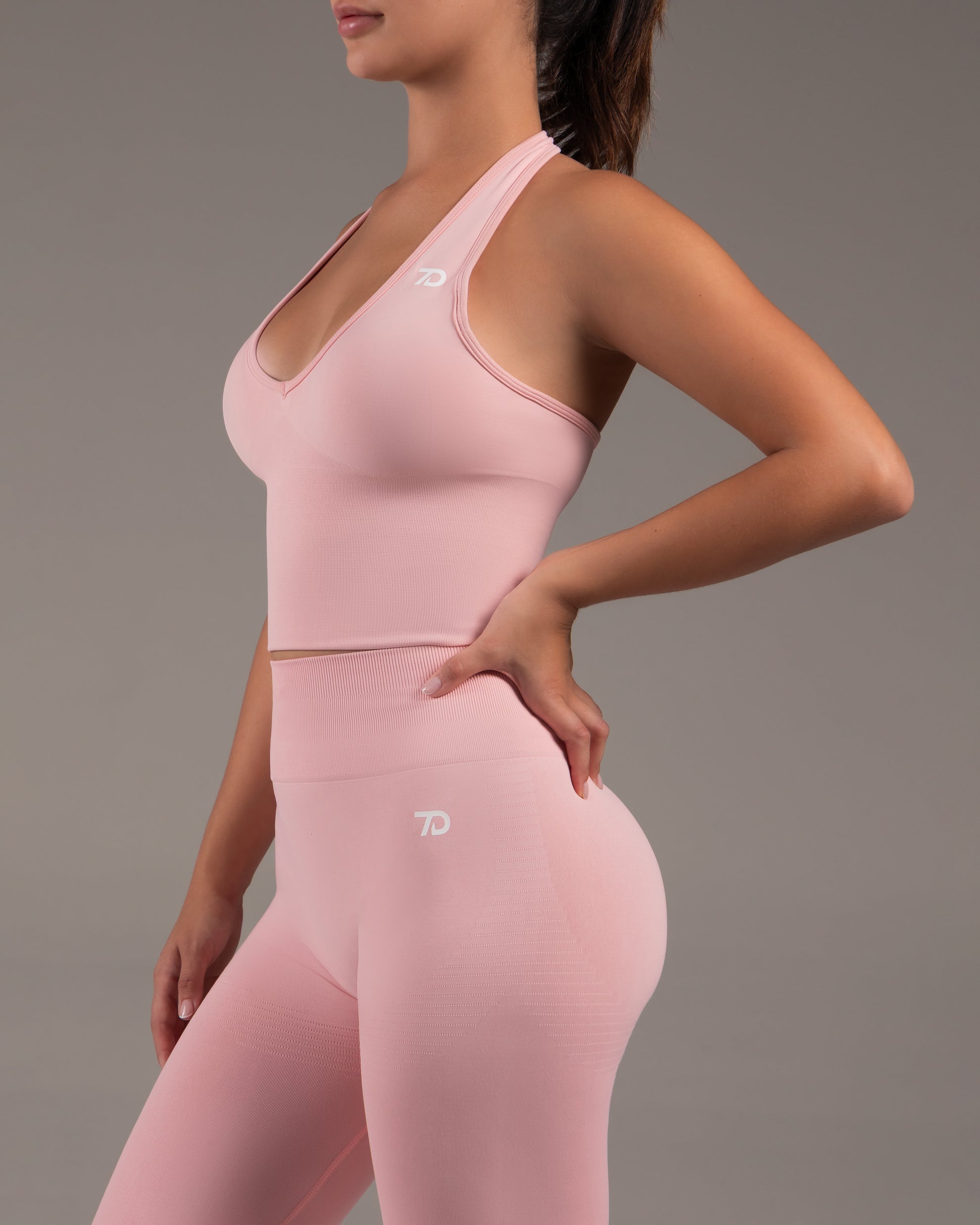 Empower Halterneck Crop Top Blush Pink