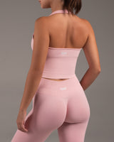 Empower Halterneck Crop Top Blush Pink