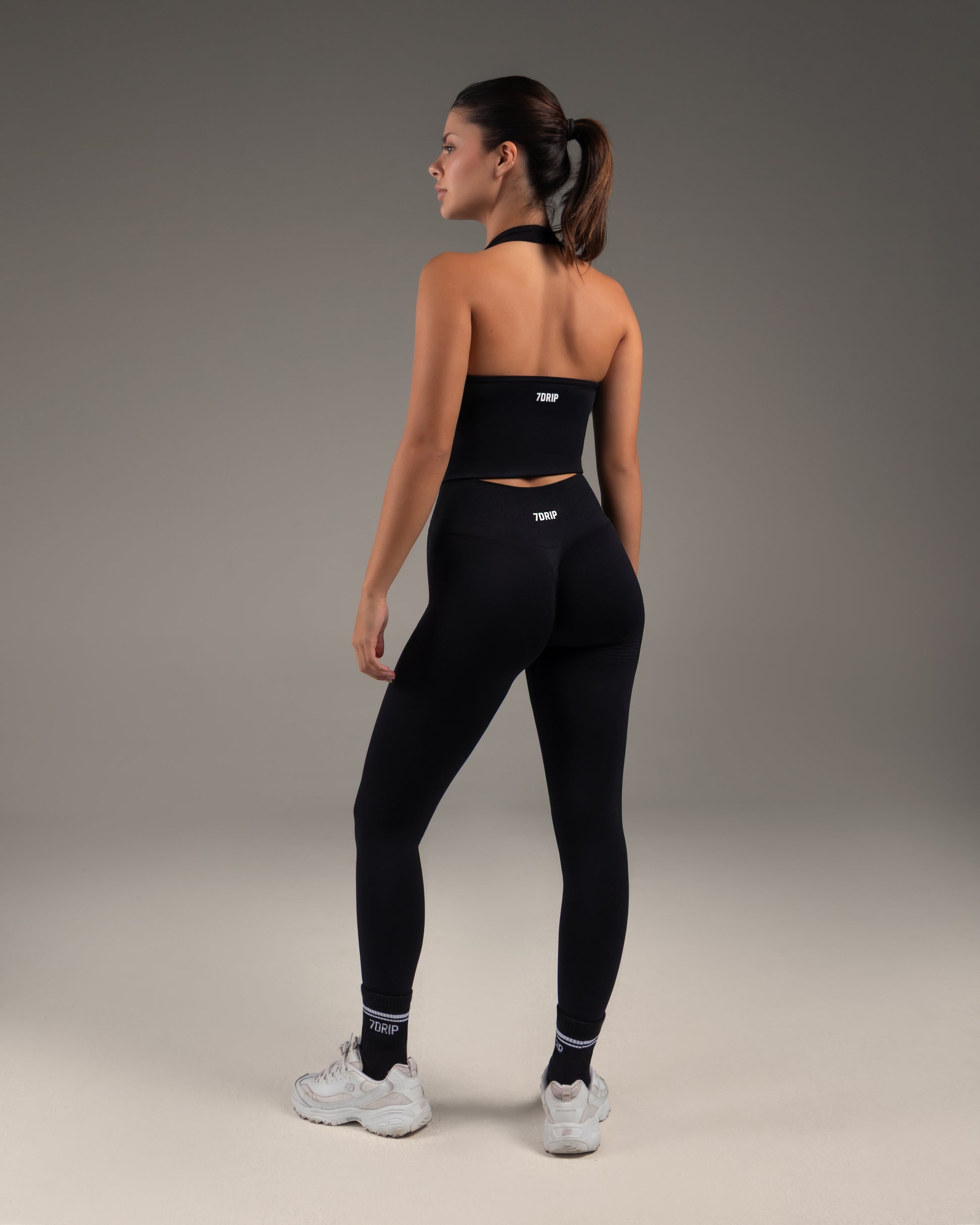 Empower Halterneck Crop Top Black